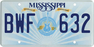 MS license plate BWF632