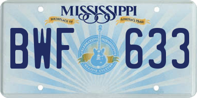 MS license plate BWF633