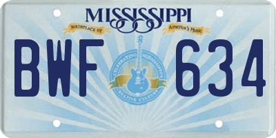 MS license plate BWF634
