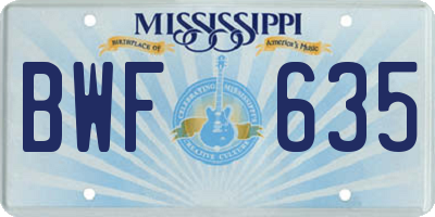 MS license plate BWF635