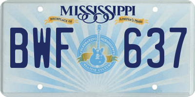 MS license plate BWF637