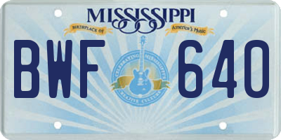 MS license plate BWF640