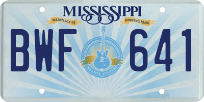 MS license plate BWF641