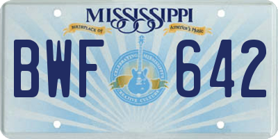 MS license plate BWF642