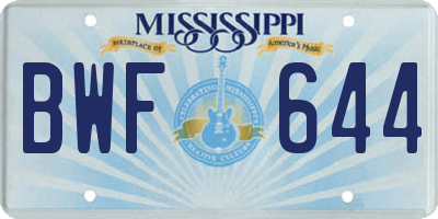 MS license plate BWF644