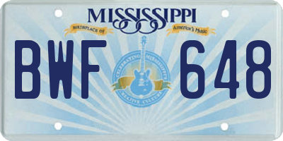 MS license plate BWF648
