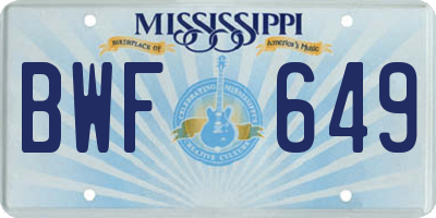 MS license plate BWF649
