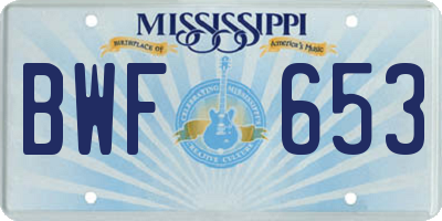 MS license plate BWF653