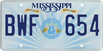MS license plate BWF654