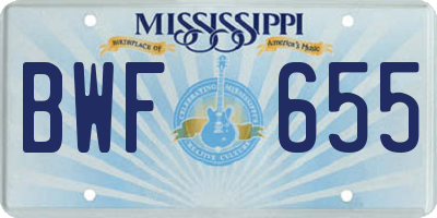 MS license plate BWF655