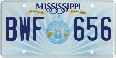 MS license plate BWF656