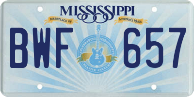 MS license plate BWF657