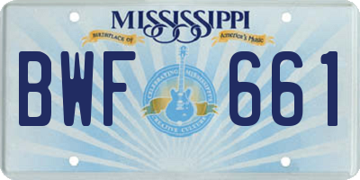 MS license plate BWF661