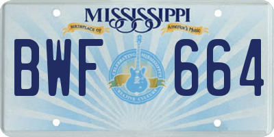 MS license plate BWF664