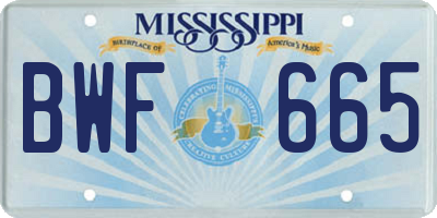 MS license plate BWF665