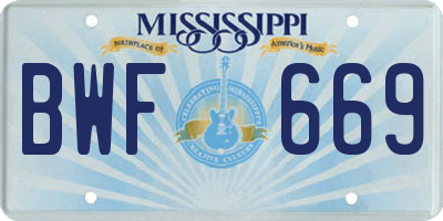 MS license plate BWF669