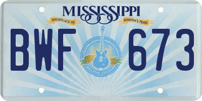 MS license plate BWF673