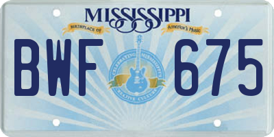 MS license plate BWF675