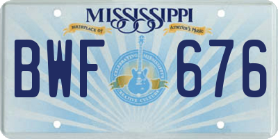 MS license plate BWF676