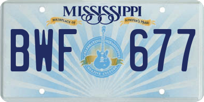 MS license plate BWF677