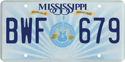 MS license plate BWF679