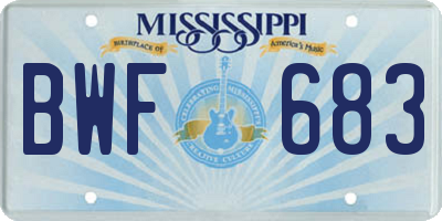 MS license plate BWF683
