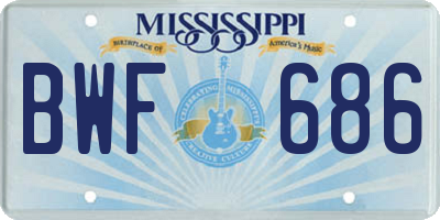 MS license plate BWF686