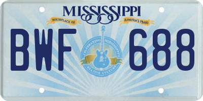MS license plate BWF688