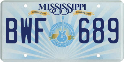 MS license plate BWF689