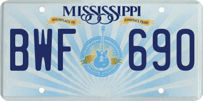 MS license plate BWF690