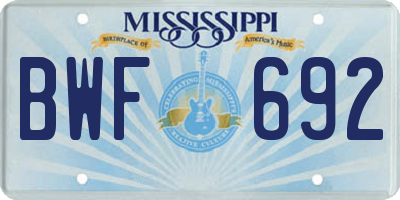 MS license plate BWF692