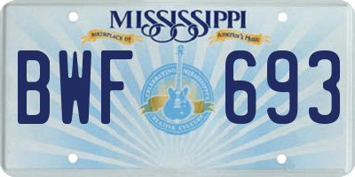 MS license plate BWF693
