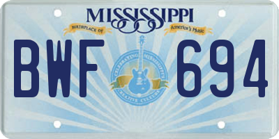 MS license plate BWF694