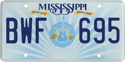 MS license plate BWF695