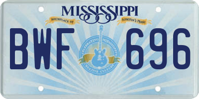 MS license plate BWF696
