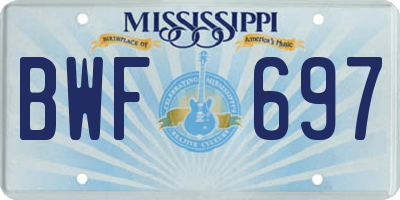 MS license plate BWF697