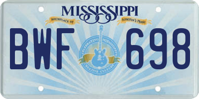MS license plate BWF698