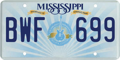 MS license plate BWF699