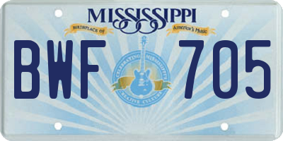 MS license plate BWF705