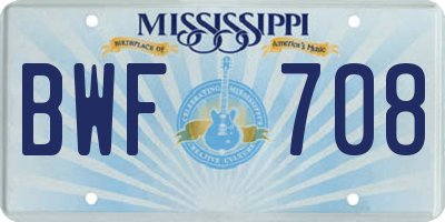 MS license plate BWF708