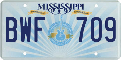 MS license plate BWF709