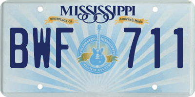 MS license plate BWF711