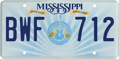 MS license plate BWF712