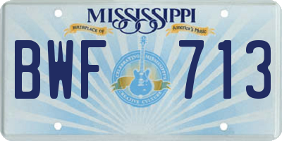 MS license plate BWF713