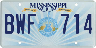 MS license plate BWF714