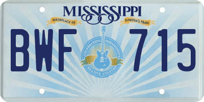 MS license plate BWF715