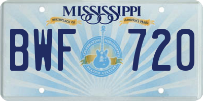 MS license plate BWF720