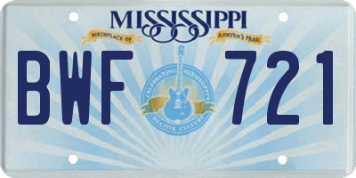 MS license plate BWF721