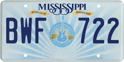 MS license plate BWF722