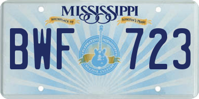 MS license plate BWF723